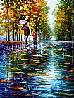 Park Paintings - STROLL IN A AUTUMN PARK by Leonid Afremov